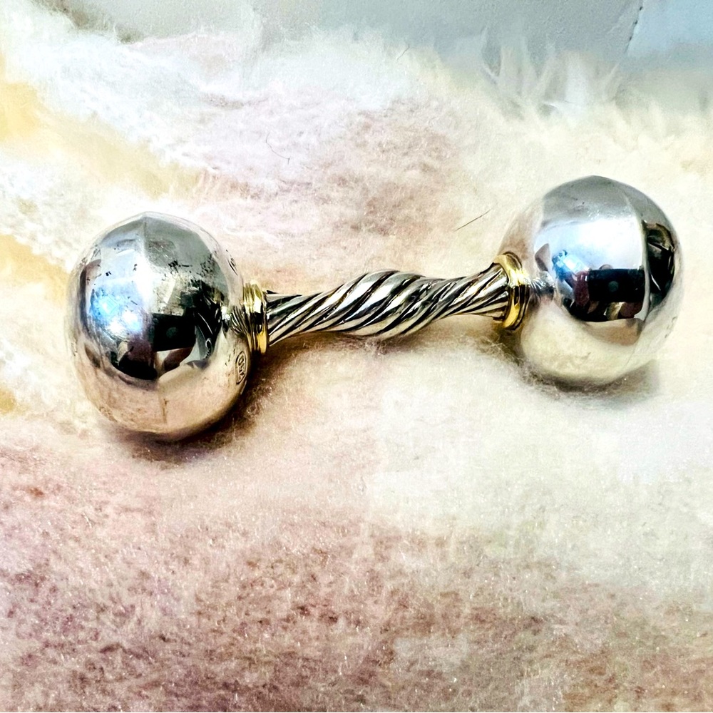 David Yurman Sterling and Gold Baby Rattle